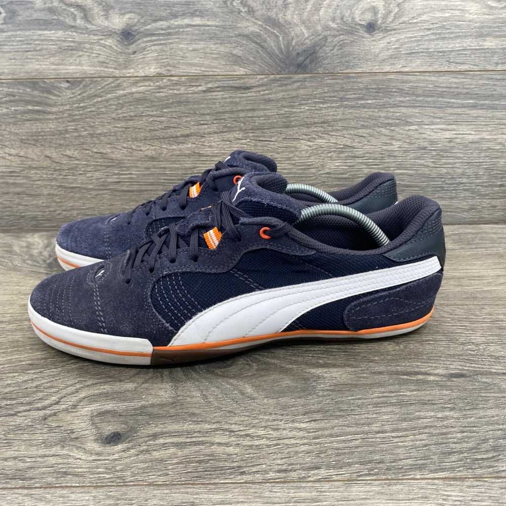 Puma Low Top Sneakers Mens 9.5 Navy Blue Suede Mesh Athletic Shoes